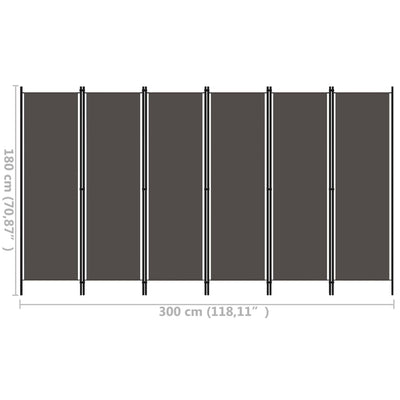 6-Panel Room Divider Anthracite 300x180 cm