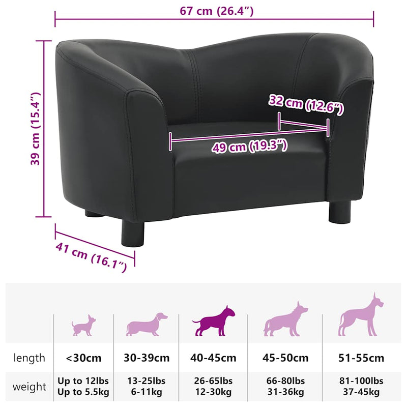 Dog Sofa Black 67x41x39 cm Faux Leather