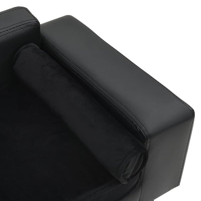 Dog Sofa Black 81x43x31 cm Plush and Faux Leather