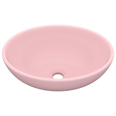 Luxury Basin Oval-shaped Matt Pink 40x33 cm Ceramic