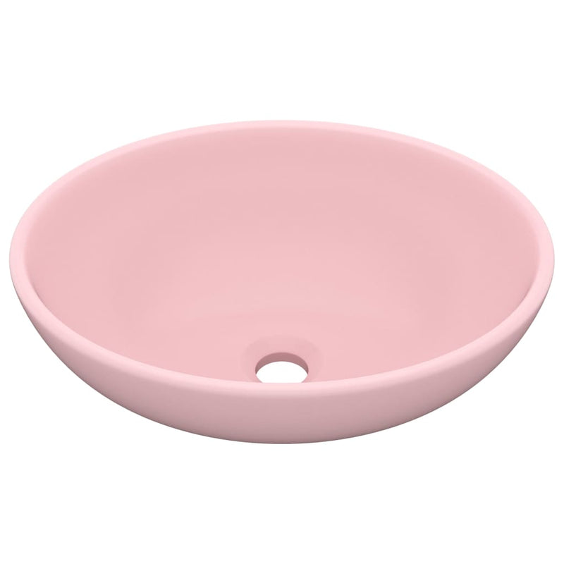 Luxury Basin Oval-shaped Matt Pink 40x33 cm Ceramic