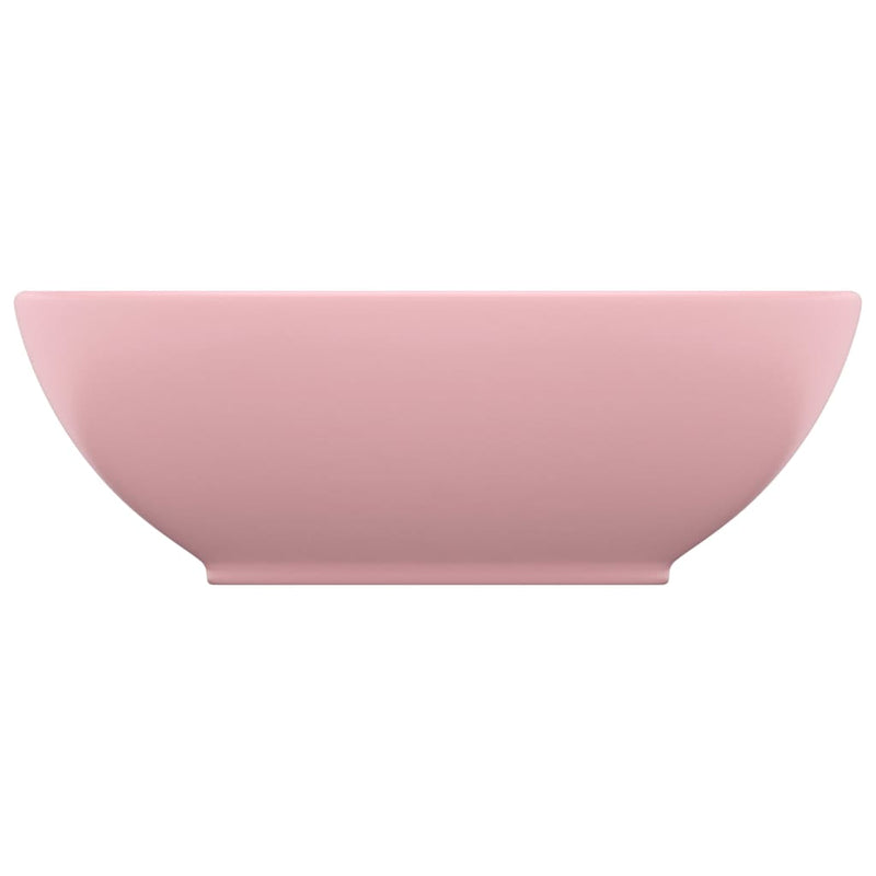 Luxury Basin Oval-shaped Matt Pink 40x33 cm Ceramic