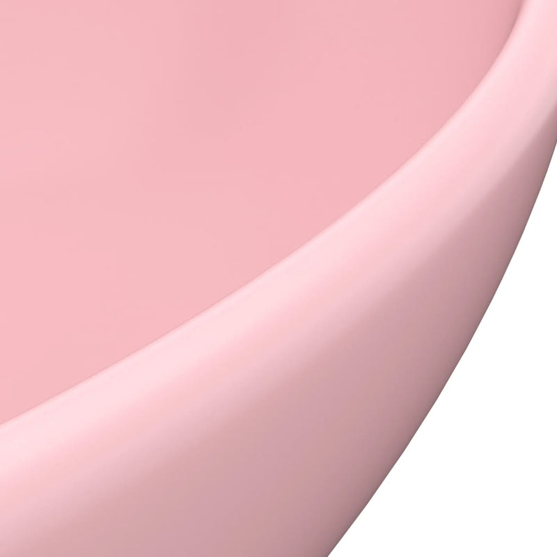 Luxury Basin Oval-shaped Matt Pink 40x33 cm Ceramic