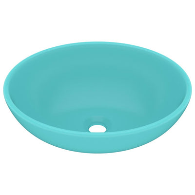 Luxury Basin Oval-shaped Matt Light Green 40x33 cm Ceramic