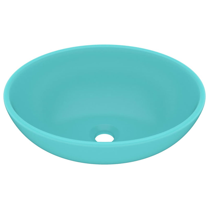 Luxury Basin Oval-shaped Matt Light Green 40x33 cm Ceramic