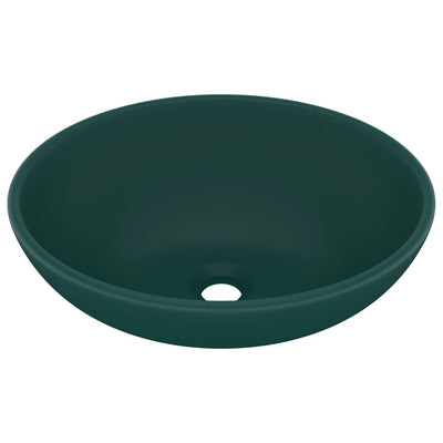 Luxury Basin Oval-shaped Matt Dark Green 40x33 cm Ceramic