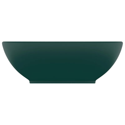 Luxury Basin Oval-shaped Matt Dark Green 40x33 cm Ceramic