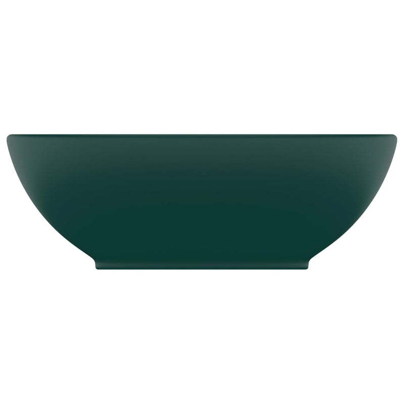 Luxury Basin Oval-shaped Matt Dark Green 40x33 cm Ceramic