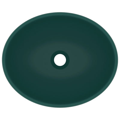 Luxury Basin Oval-shaped Matt Dark Green 40x33 cm Ceramic