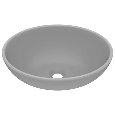 Luxury Basin Oval-shaped Matt Light Grey 40x33 cm Ceramic