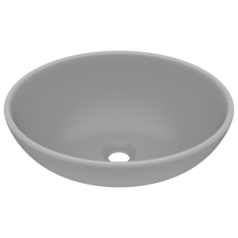 Luxury Basin Oval-shaped Matt Light Grey 40x33 cm Ceramic