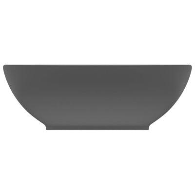 Luxury Basin Oval-shaped Matt Dark Grey 40x33 cm Ceramic