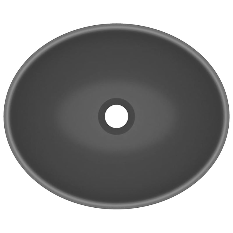 Luxury Basin Oval-shaped Matt Dark Grey 40x33 cm Ceramic