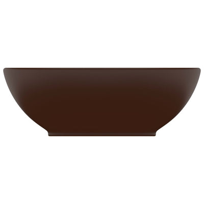 Luxury Basin Oval-shaped Matt Dark Brown 40x33 cm Ceramic