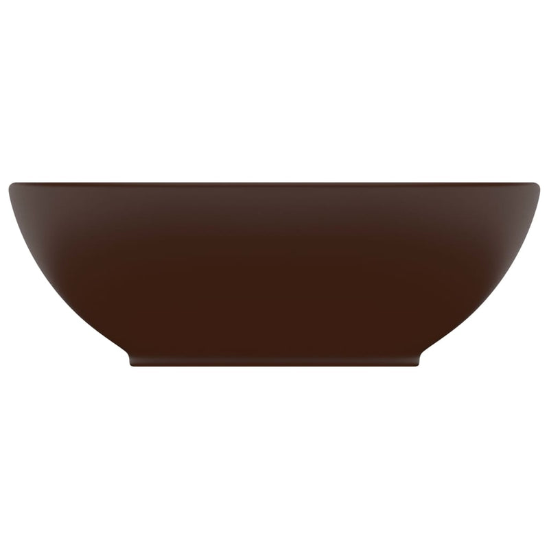 Luxury Basin Oval-shaped Matt Dark Brown 40x33 cm Ceramic