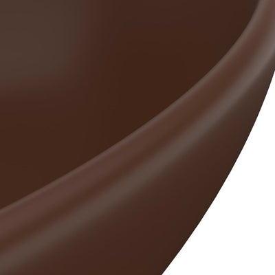 Luxury Basin Oval-shaped Matt Dark Brown 40x33 cm Ceramic