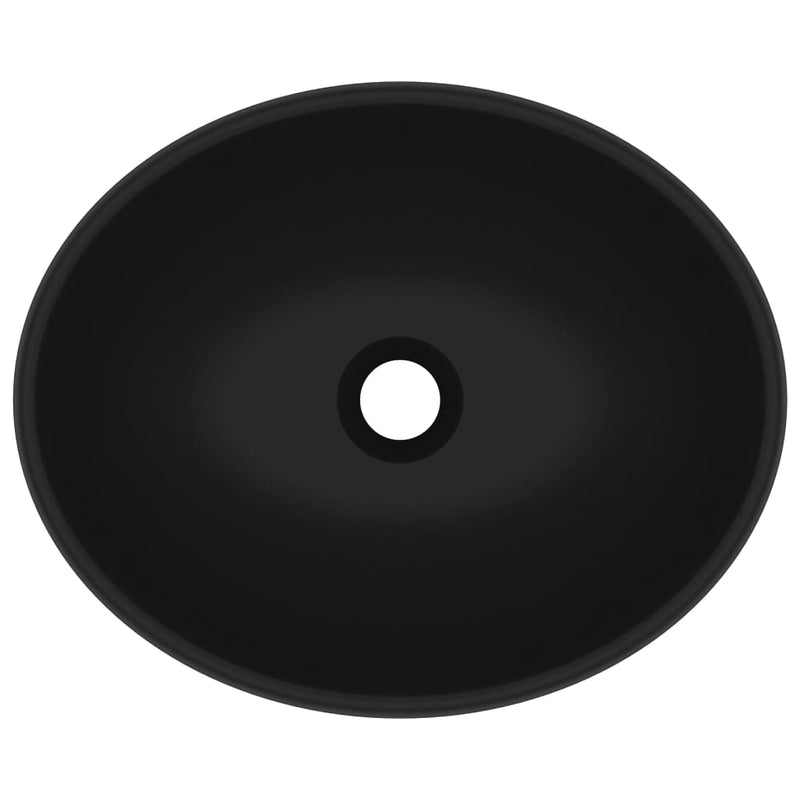 Luxury Basin Oval-shaped Matt Black 40x33 cm Ceramic