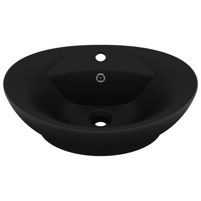 Luxury Basin Overflow Oval Matt Black 58.5x39 cm Ceramic