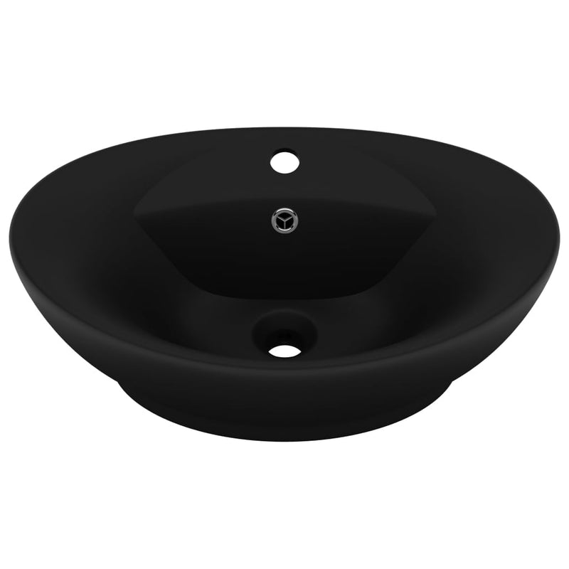 Luxury Basin Overflow Oval Matt Black 58.5x39 cm Ceramic