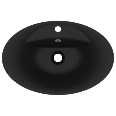 Luxury Basin Overflow Oval Matt Black 58.5x39 cm Ceramic