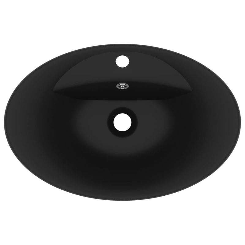 Luxury Basin Overflow Oval Matt Black 58.5x39 cm Ceramic