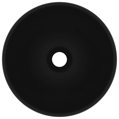 Luxury Bathroom Basin Round Matt Black 32.5x14 cm Ceramic