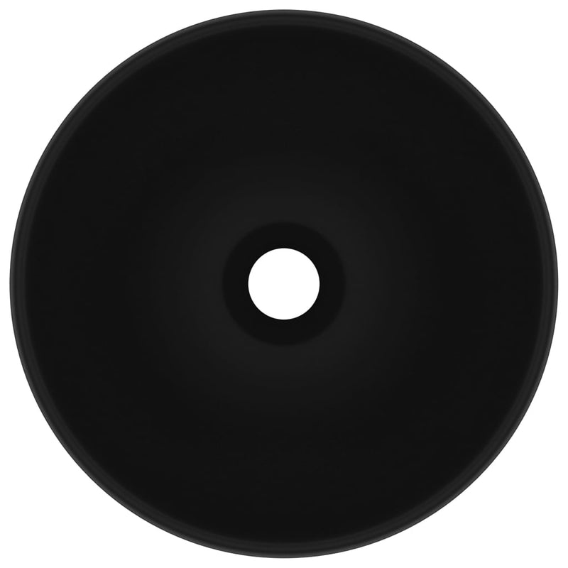 Luxury Bathroom Basin Round Matt Black 32.5x14 cm Ceramic