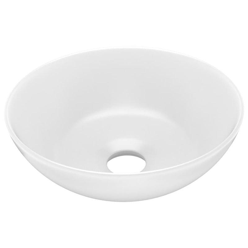 Bathroom Sink Ceramic Matt White Round