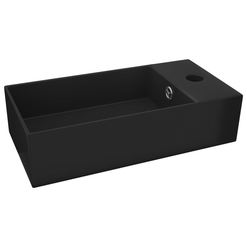 Bathroom Sink with Overflow Ceramic Matt Black