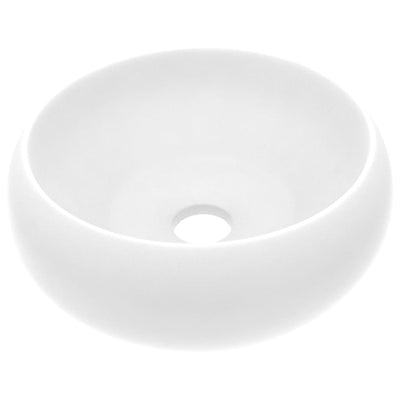 Luxury Wash Basin Round Matt White 40x15 cm Ceramic