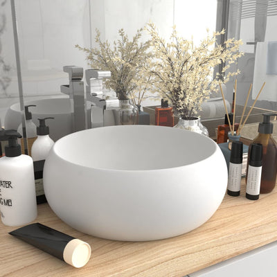 Luxury Wash Basin Round Matt White 40x15 cm Ceramic