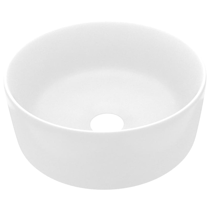 Luxury Wash Basin Round Matt White 40x15 cm Ceramic