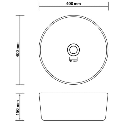 Luxury Wash Basin Round Matt Black 40x15 cm Ceramic