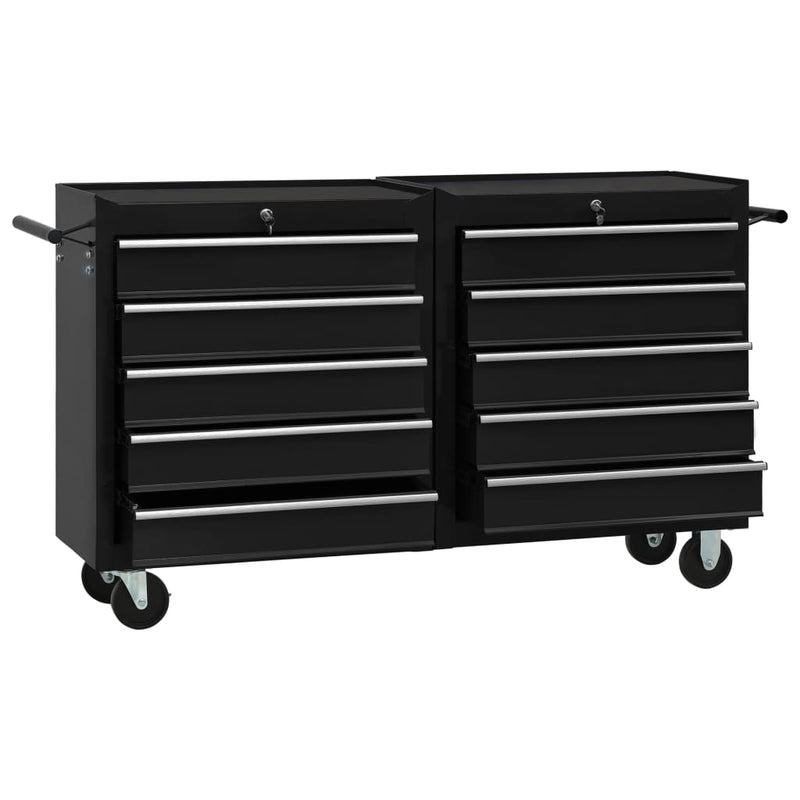 Tool Trolley with 5 Drawers Black 69x33x77 cm Steel