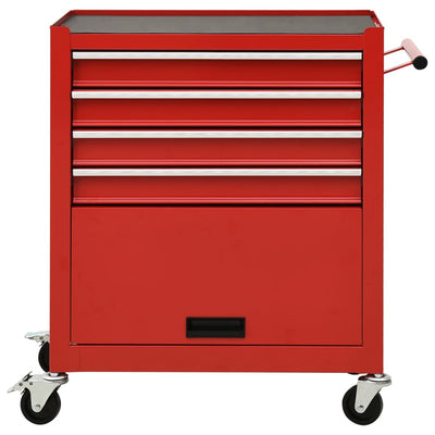 Tool Trolley with 4 Drawers Steel Red