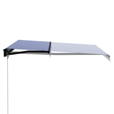 Manual Retractable Awning 350x250 cm Blue and White