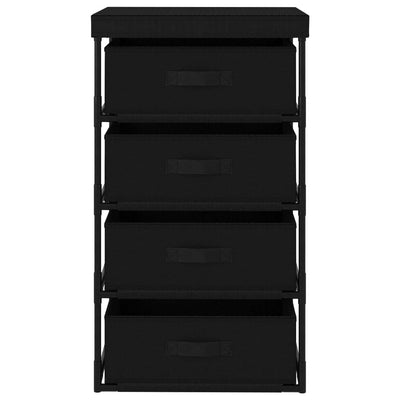 Storage Rack with 4 Fabric Baskets Steel Black