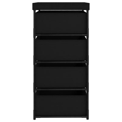 Storage Rack with 4 Fabric Baskets Steel Black