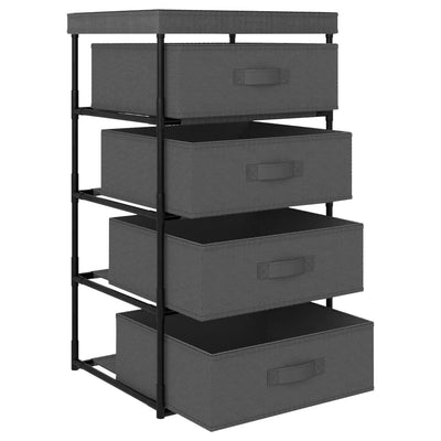 Storage Rack with 4 Fabric Baskets Steel Grey