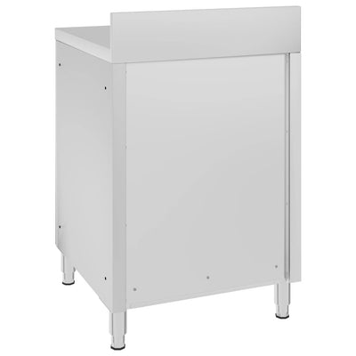 Commercial Work Table with Cabinet 60x60x96 cm Stainless Steel