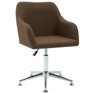 Swivel Dining Chair Brown Fabric