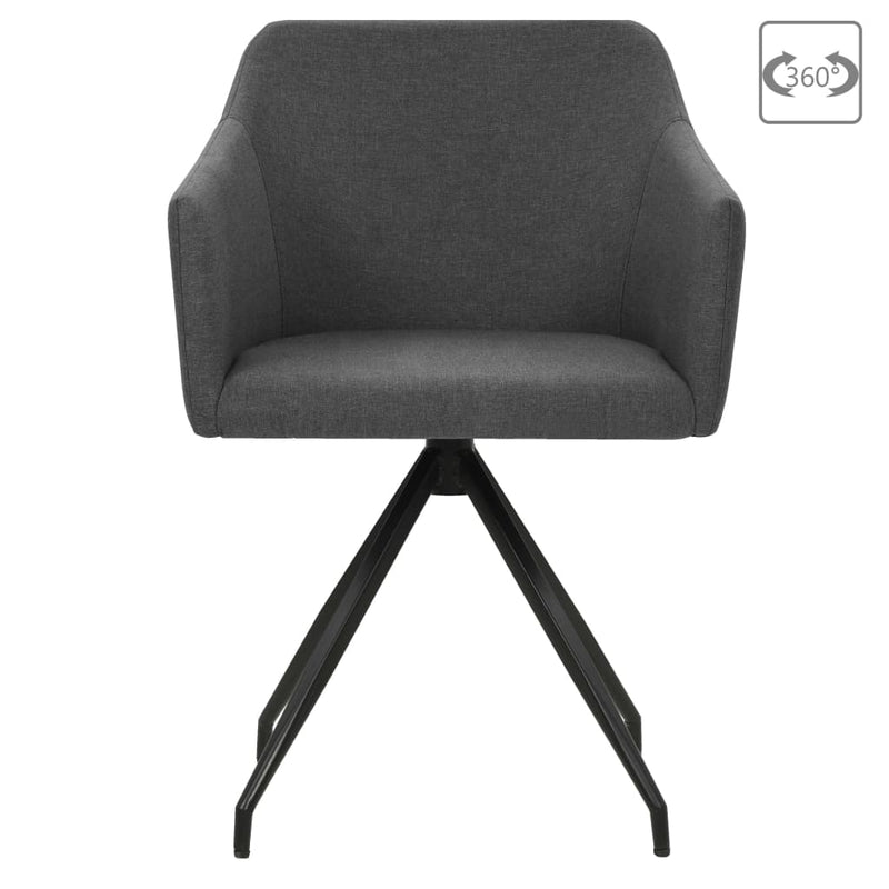 Swivel Dining Chairs 2 pcs Dark Grey Fabric