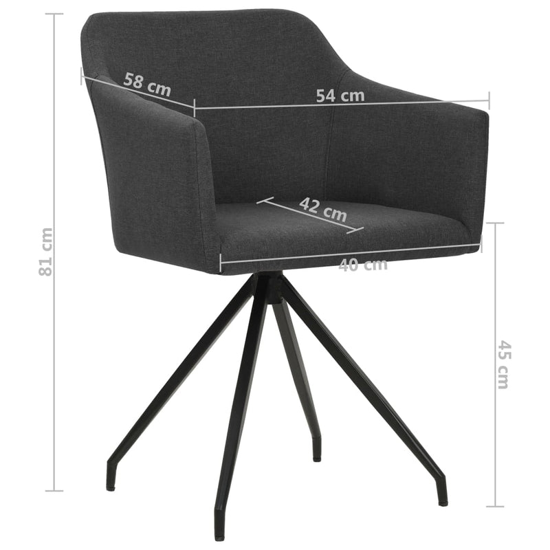 Swivel Dining Chairs 2 pcs Dark Grey Fabric