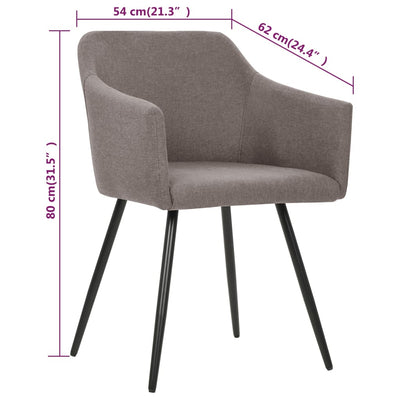 Dining Chairs 2 pcs Taupe Fabric