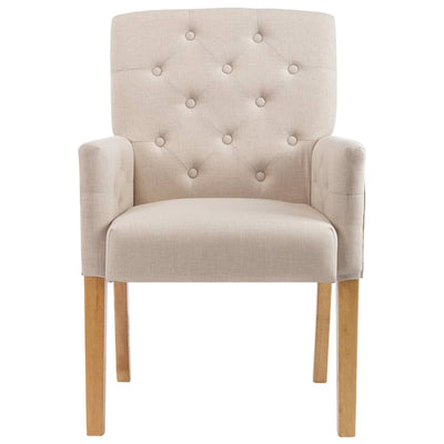 Dining Chair with Armrests Beige Fabric