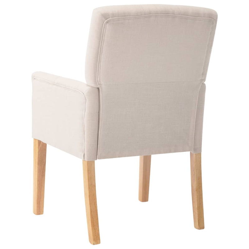 Dining Chair with Armrests Beige Fabric