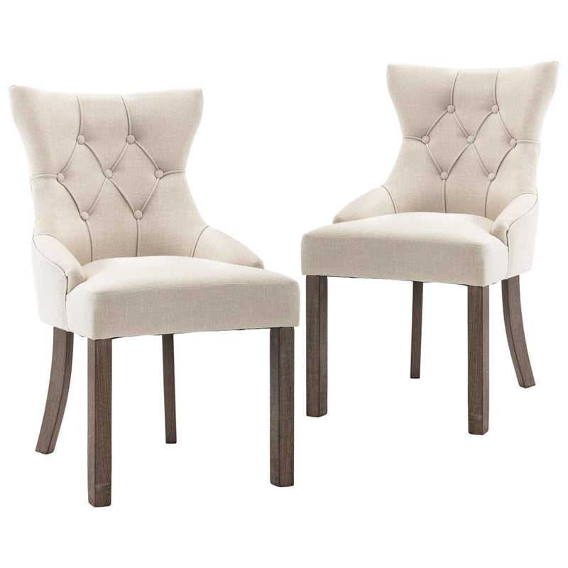 Dining Chairs 2 pcs Beige Fabric