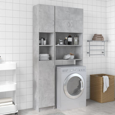 Washing Machine Cabinet Set Concrete Grey Engineered Wood