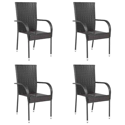 Stackable Outdoor Chairs 4 pcs Poly Rattan Brown