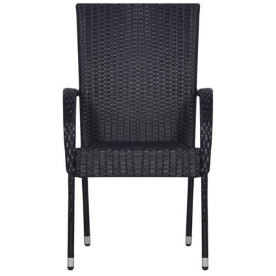 Stackable Outdoor Chairs 4 pcs Poly Rattan Black